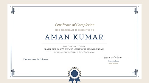 Aman Kumar Internet Fundamental Certificate (Aman Indian)
